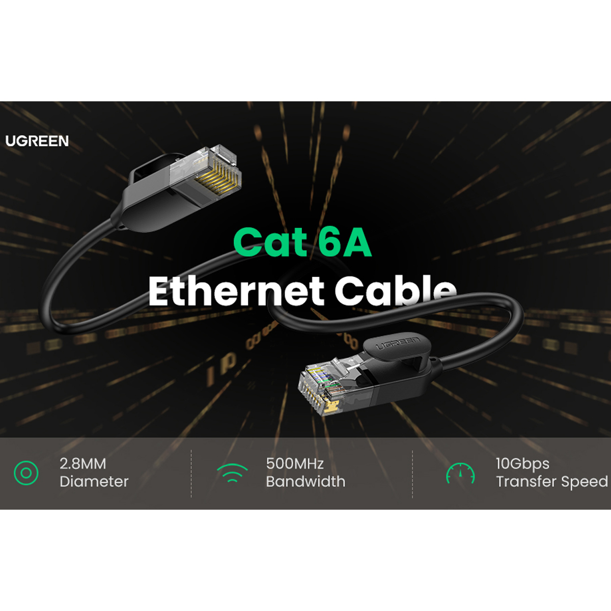 Cable UGREEN Ethernet Cat6a Utp Ultra Delgado 5m
