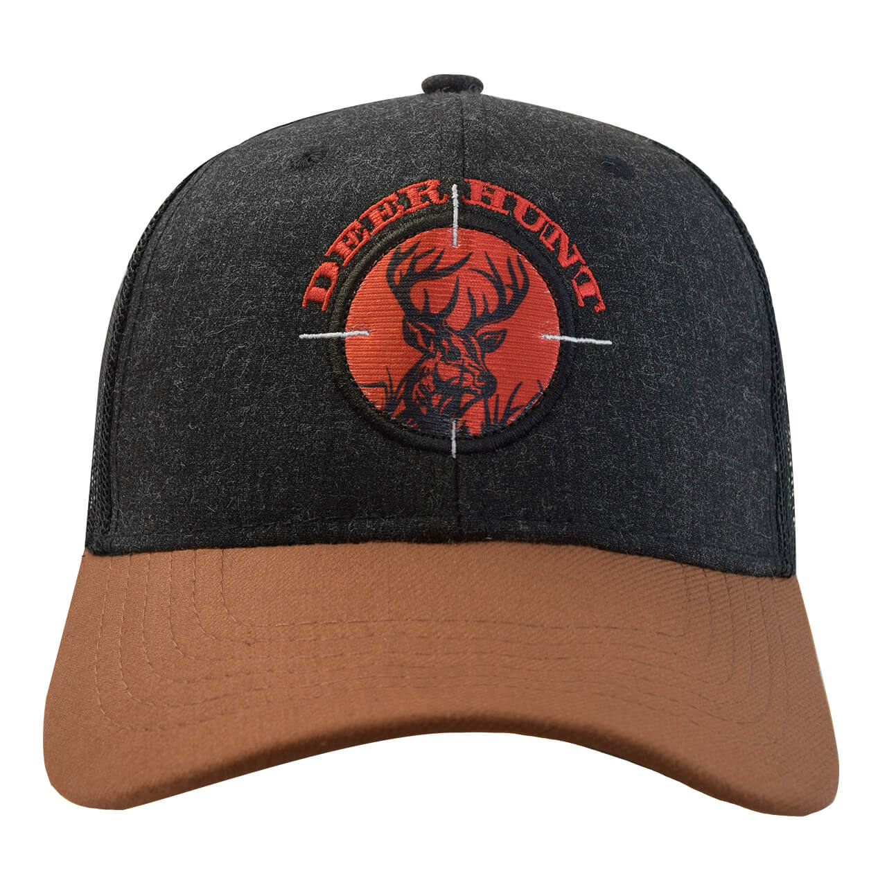 Gorra con malla y ajustador de plástico, Deer Hunt, negro con camel