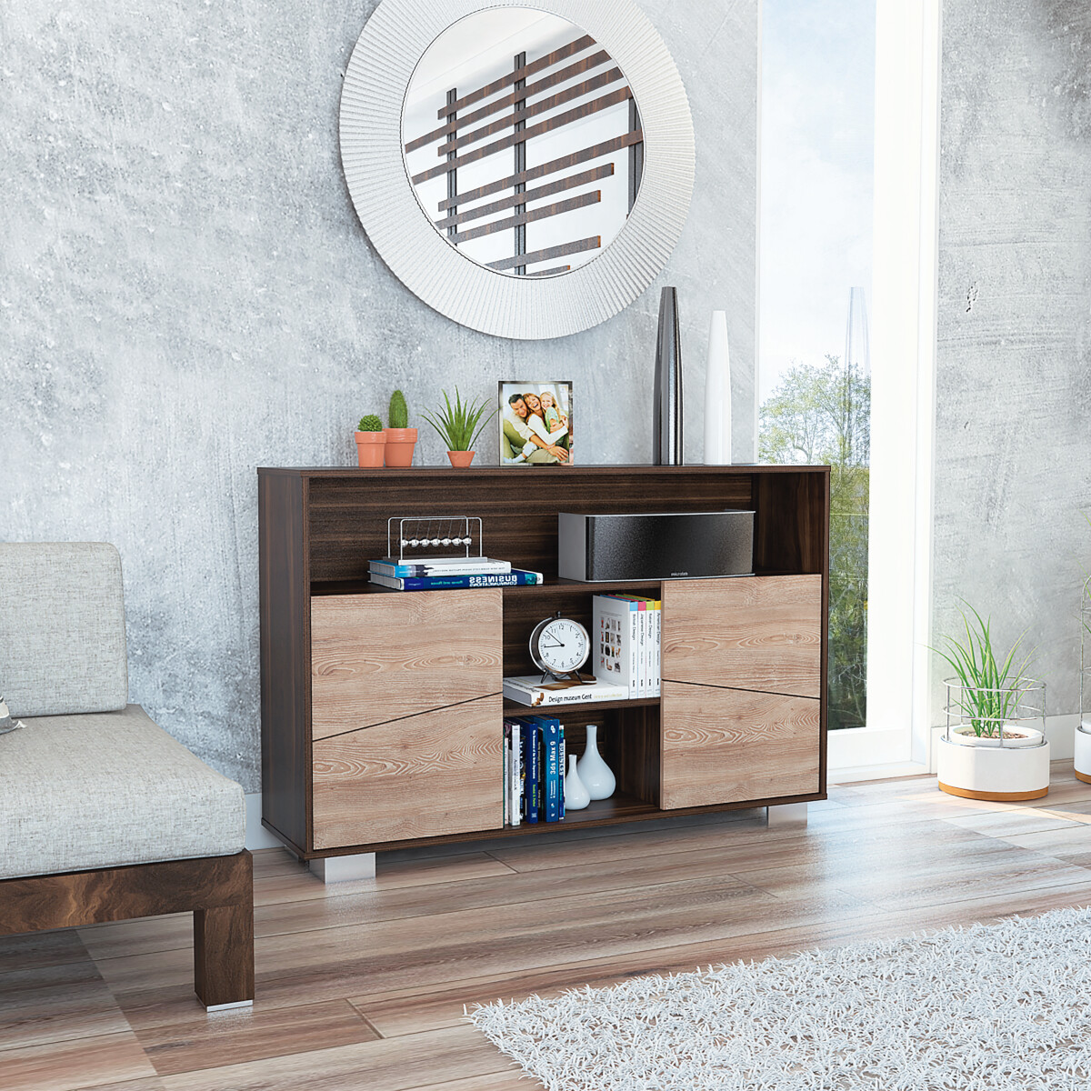 BUFETERA ARMABLE PARA LA SALA O EL COMEDOR MODELO FRAKTAL MARCA DIECSA