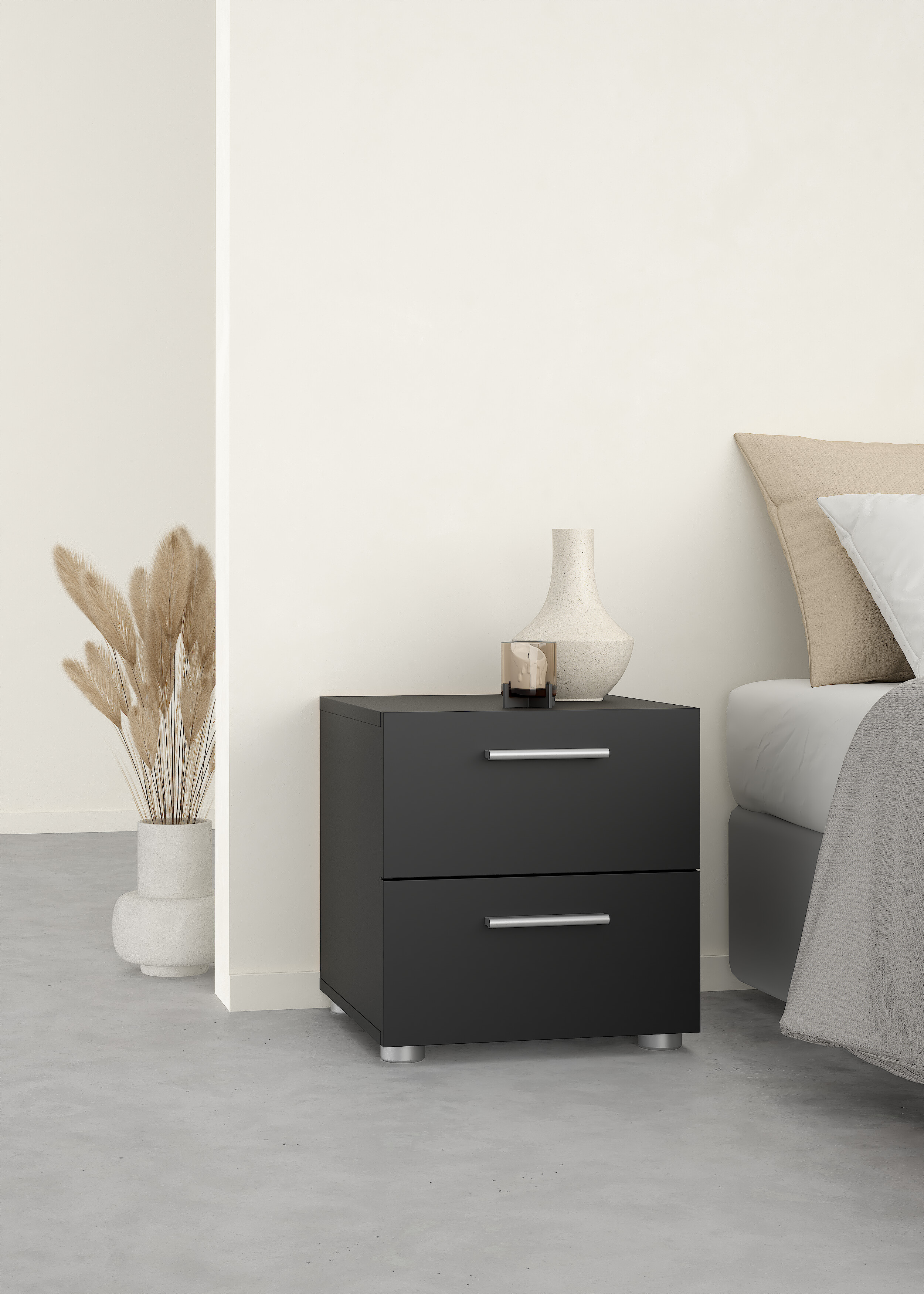 Buró Negro con 2 Cajones y Jaladeras Efecto Metal Hecho en Madera MDF