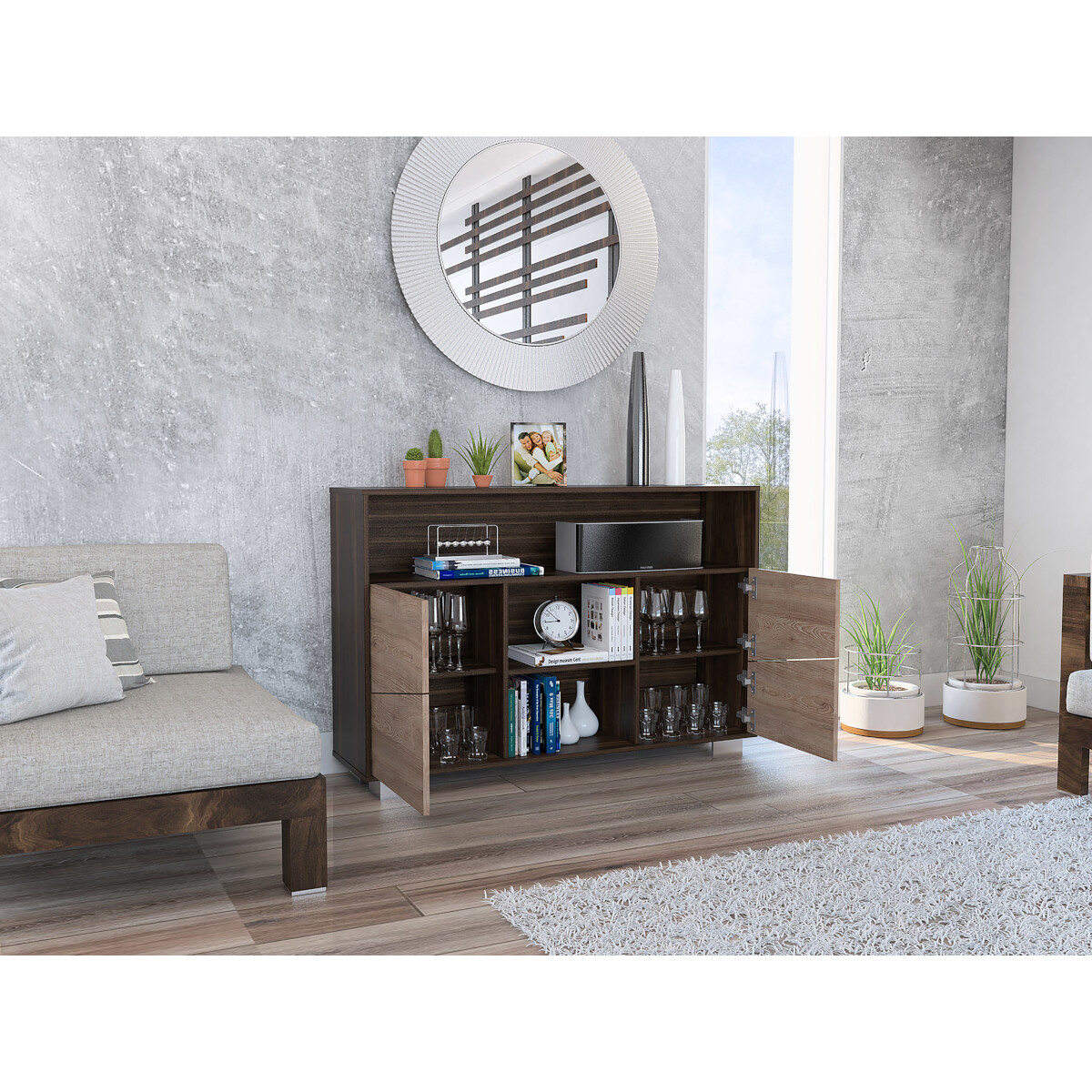 BUFETERA ARMABLE PARA LA SALA O EL COMEDOR MODELO FRAKTAL MARCA DIECSA