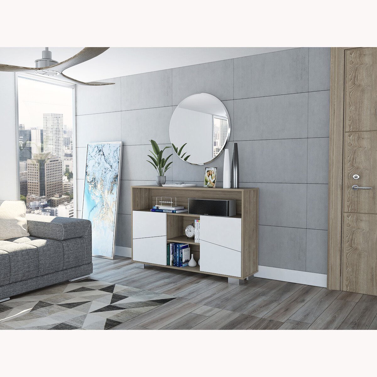 BUFETERA ARMABLE PARA LA SALA O EL COMEDOR MODELO FRAKTAL MARCA DIECSA
