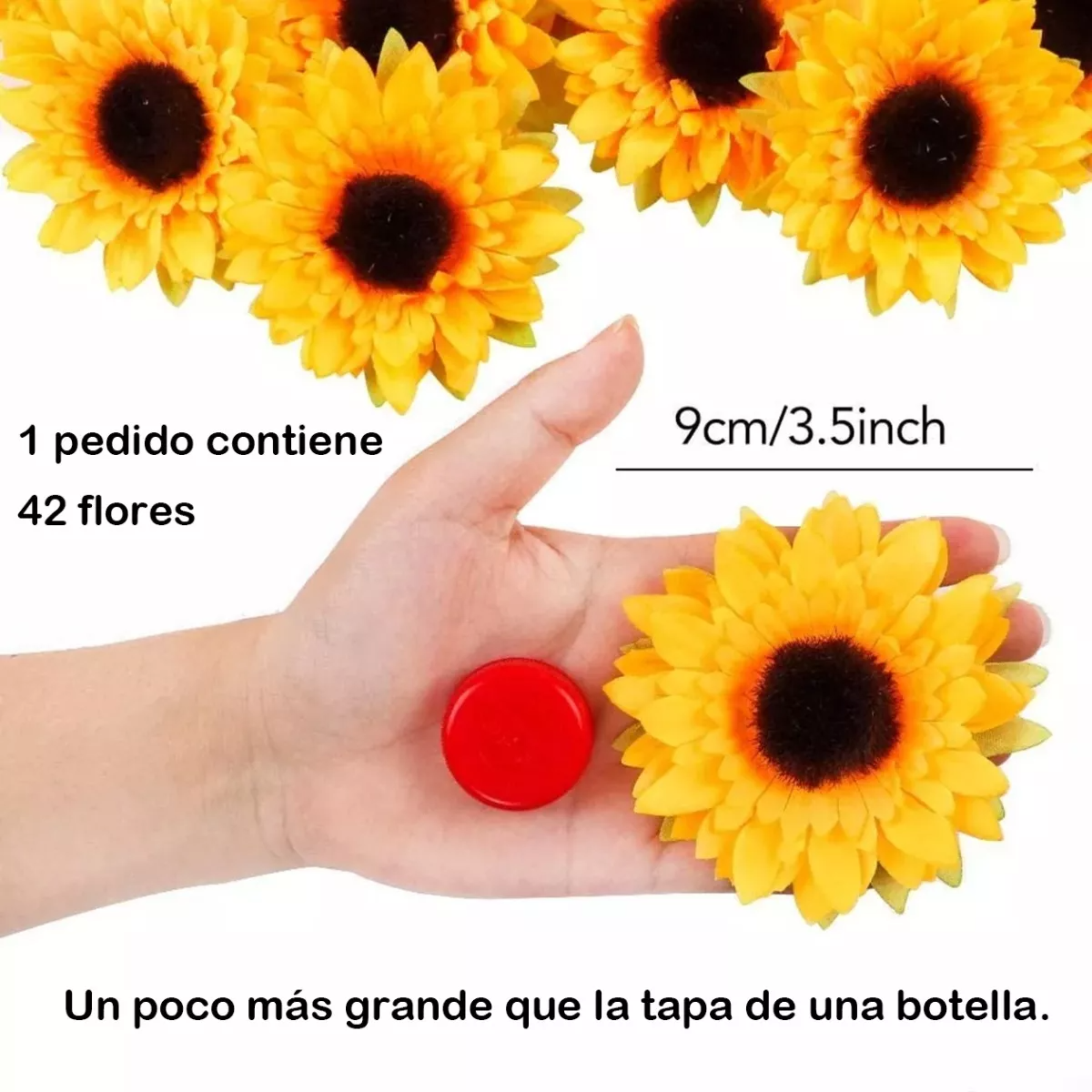 9 Cm Flores De Artificiales Decoración Con Girasoles 42pz