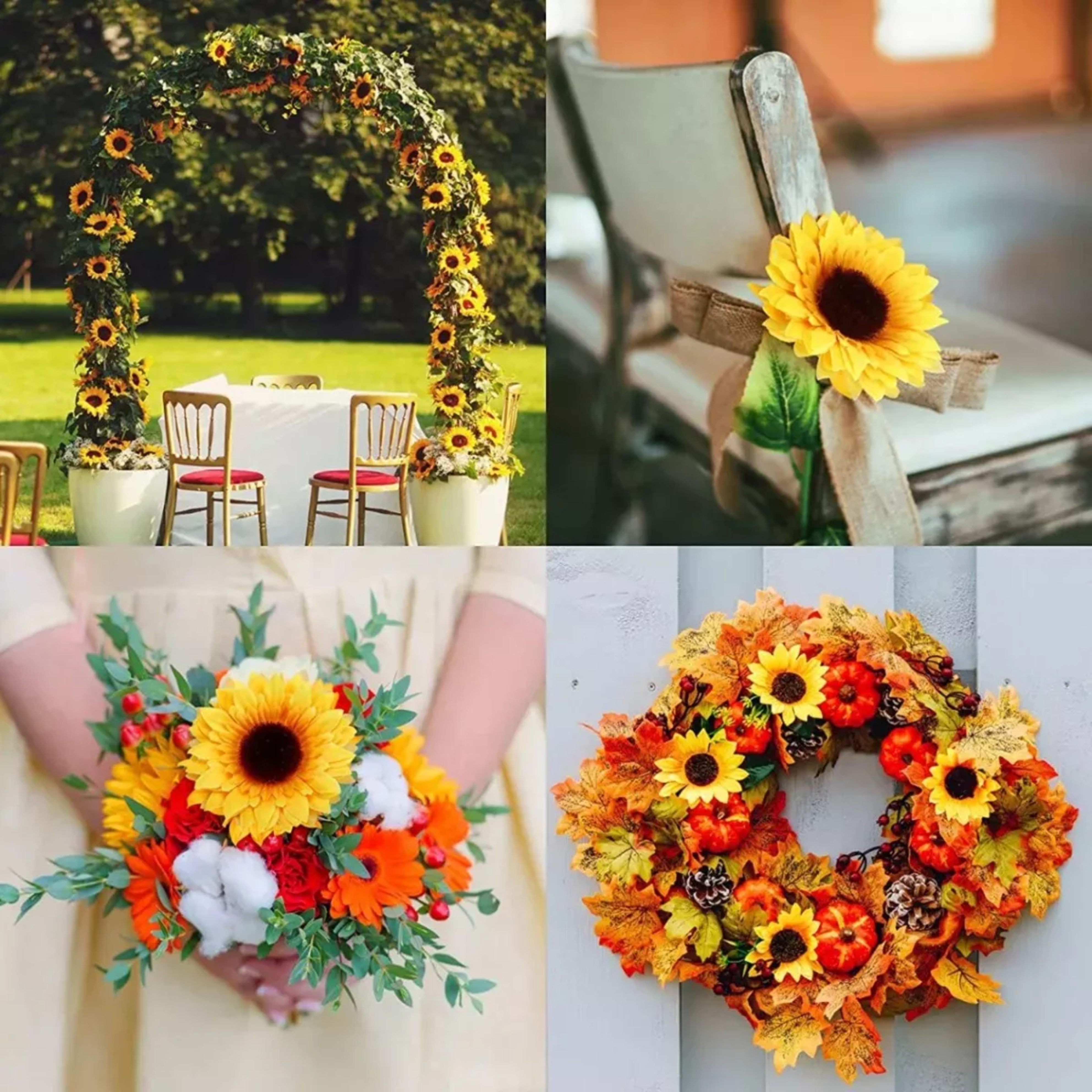 9 Cm Flores De Artificiales Decoración Con Girasoles 42pz