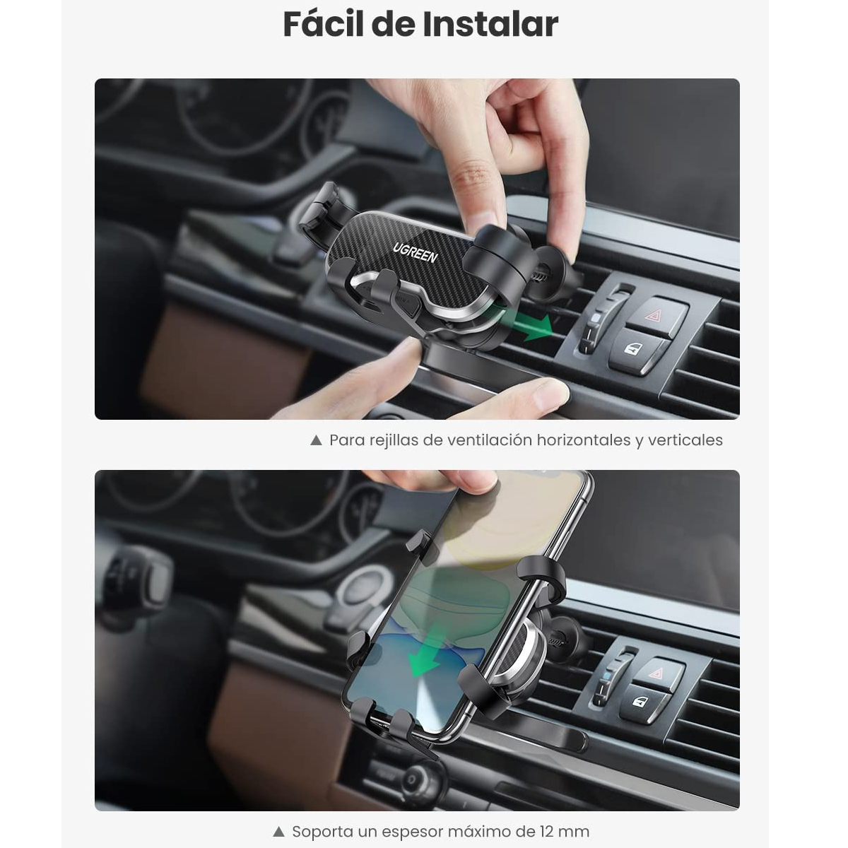 Soporte Para Teléfono De Coche Ugreen 4.7 A 7 Gravity Air Outlet