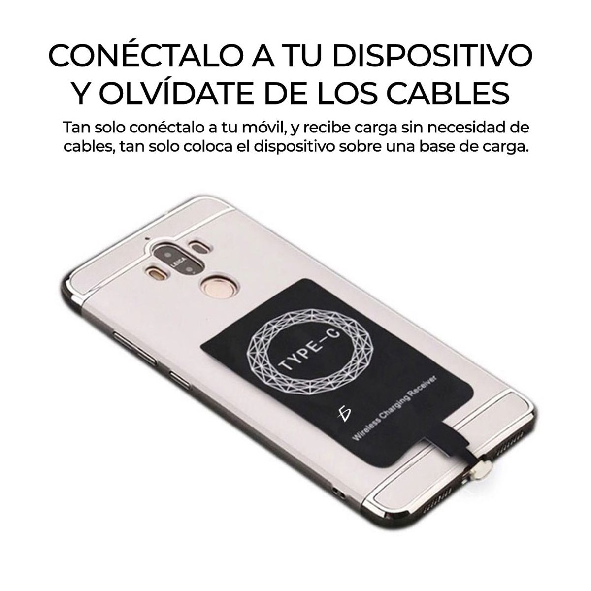 Receptor de Carga Inalambrica QI Universal Interfaz USB Tipo C