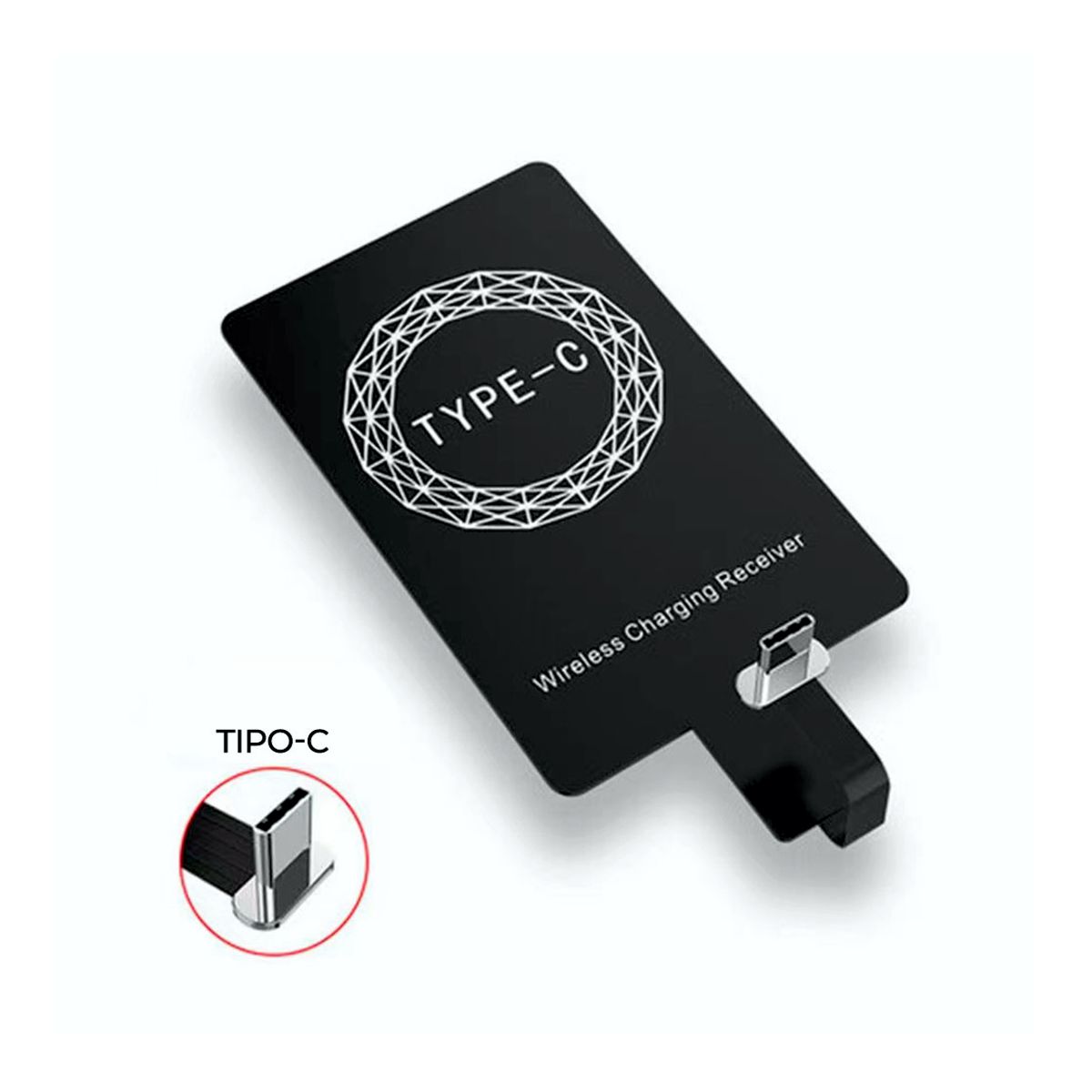 Receptor de Carga Inalambrica QI Universal Interfaz USB Tipo C