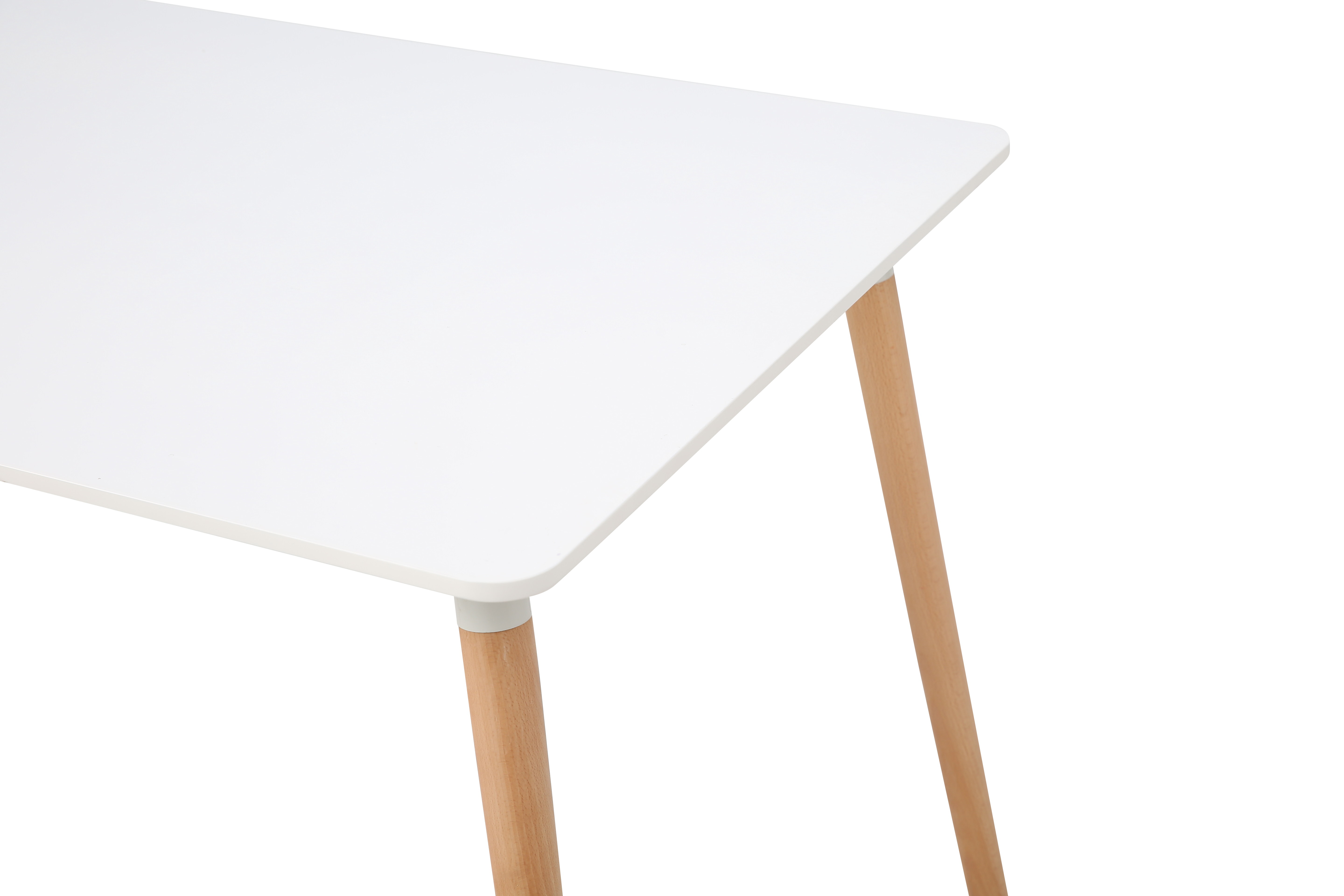Mesa Rectangular para Comedor Blanca con Patas de Madera 120cm (Ancho)* 80cm (Profundo)