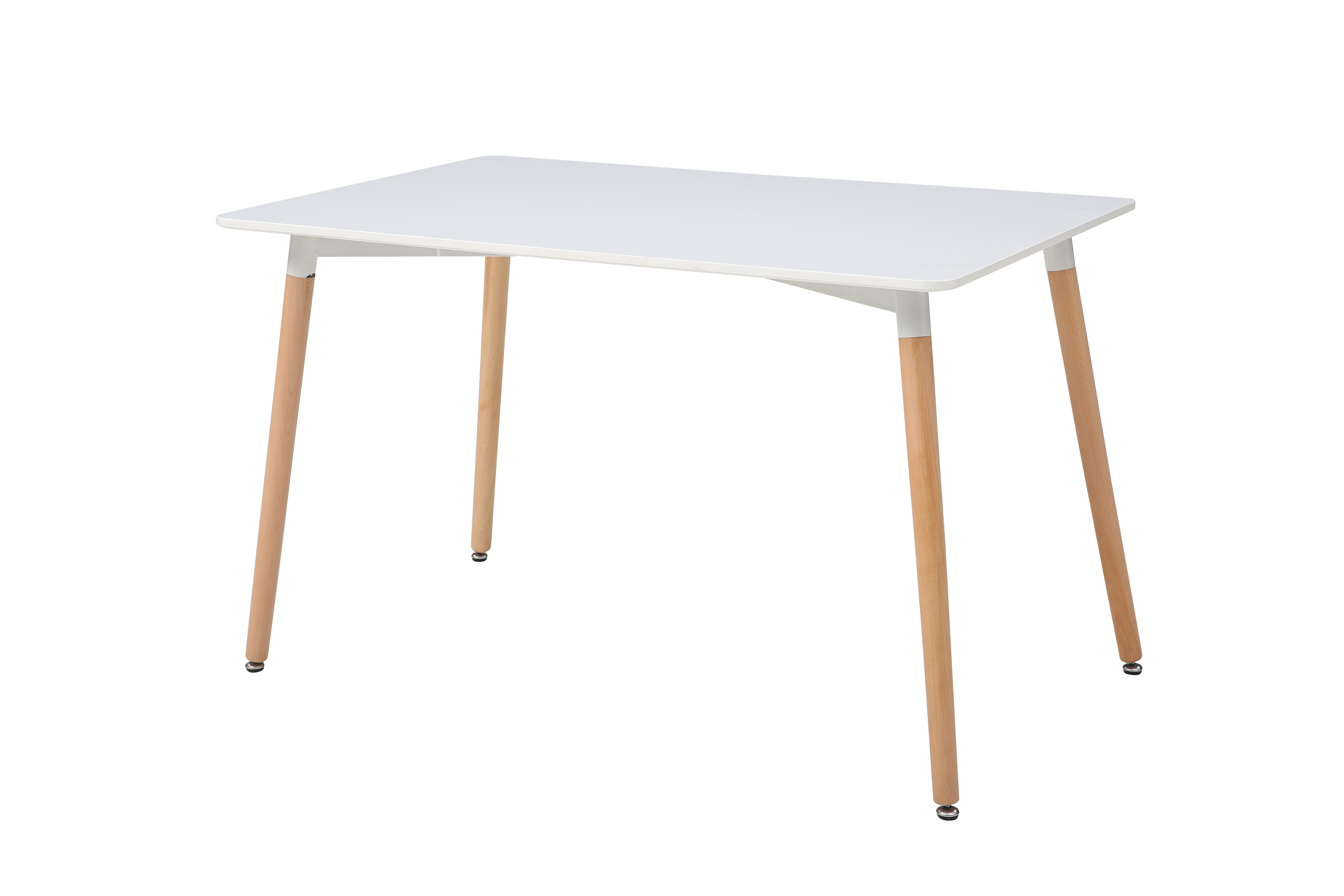 Mesa Rectangular para Comedor Blanca con Patas de Madera 120cm (Ancho)* 80cm (Profundo)