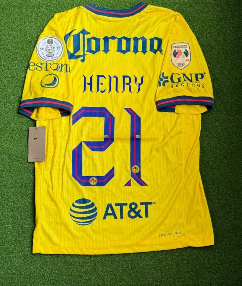 Nuevo! Jersey Club Ame Mexico Aguilas 2024/2025 Local Amarilla Henry Martin 21 Talla XL