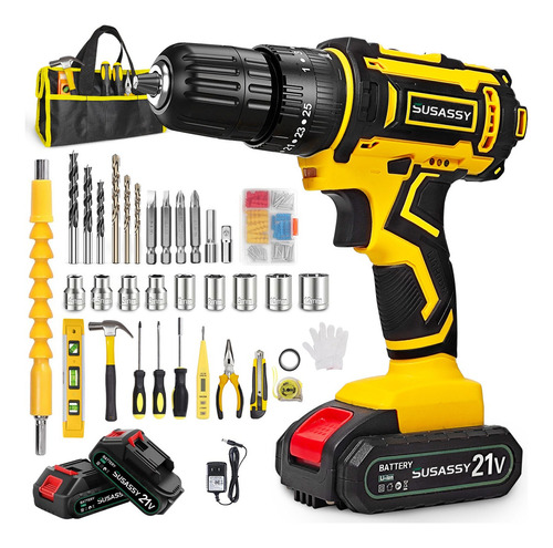 Taladro Atornilladors Inalámbrico Electrico 21v Color Amarillo
