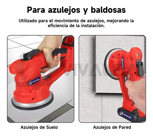 Vibrador De Azulejo 21v Portátil 2 Baterías Vivalba ROJO