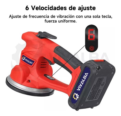 Vibrador De Azulejo 21v Portátil 2 Baterías Vivalba ROJO