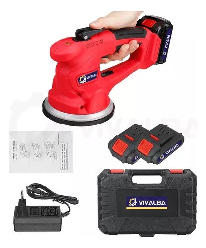 Vibrador De Azulejo 21v Portátil 2 Baterías Vivalba ROJO