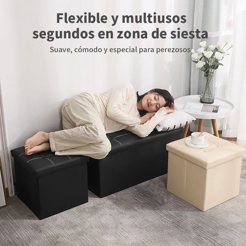3in1 Taburete Almacenamiento Cuero Plegable 55l 38*38*38cm