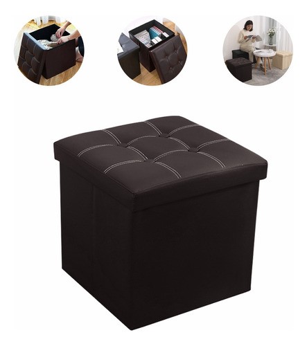 3in1 Taburete Almacenamiento Cuero Plegable 55l 38*38*38cm