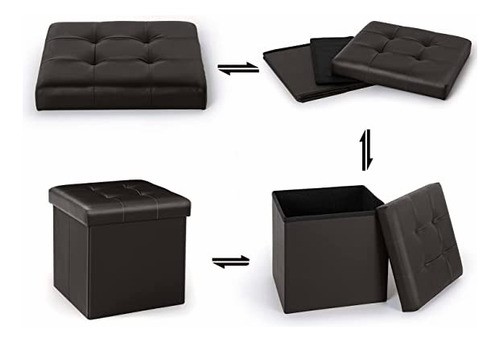 3in1 Taburete Almacenamiento Cuero Plegable 55l 38*38*38cm