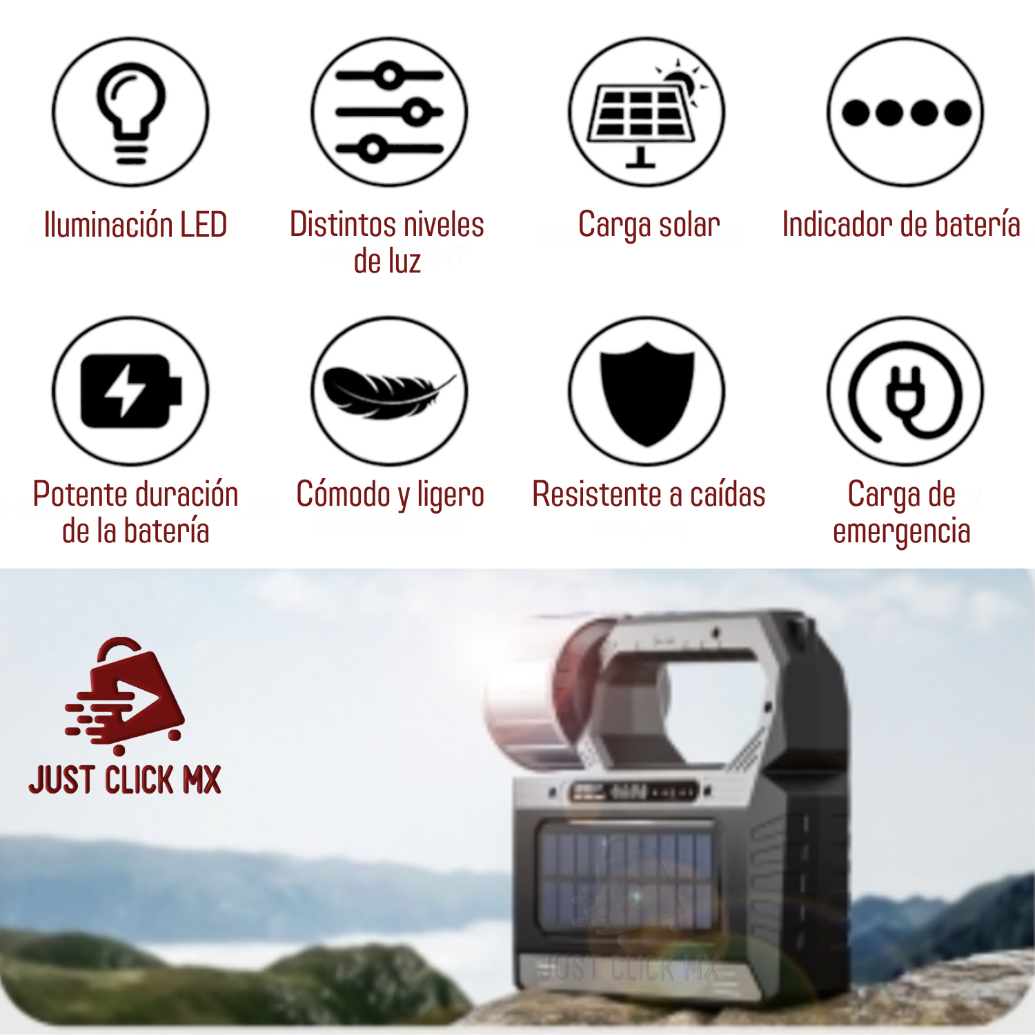 Lámpara Solar Multifunción Para Camping Y Emergencias