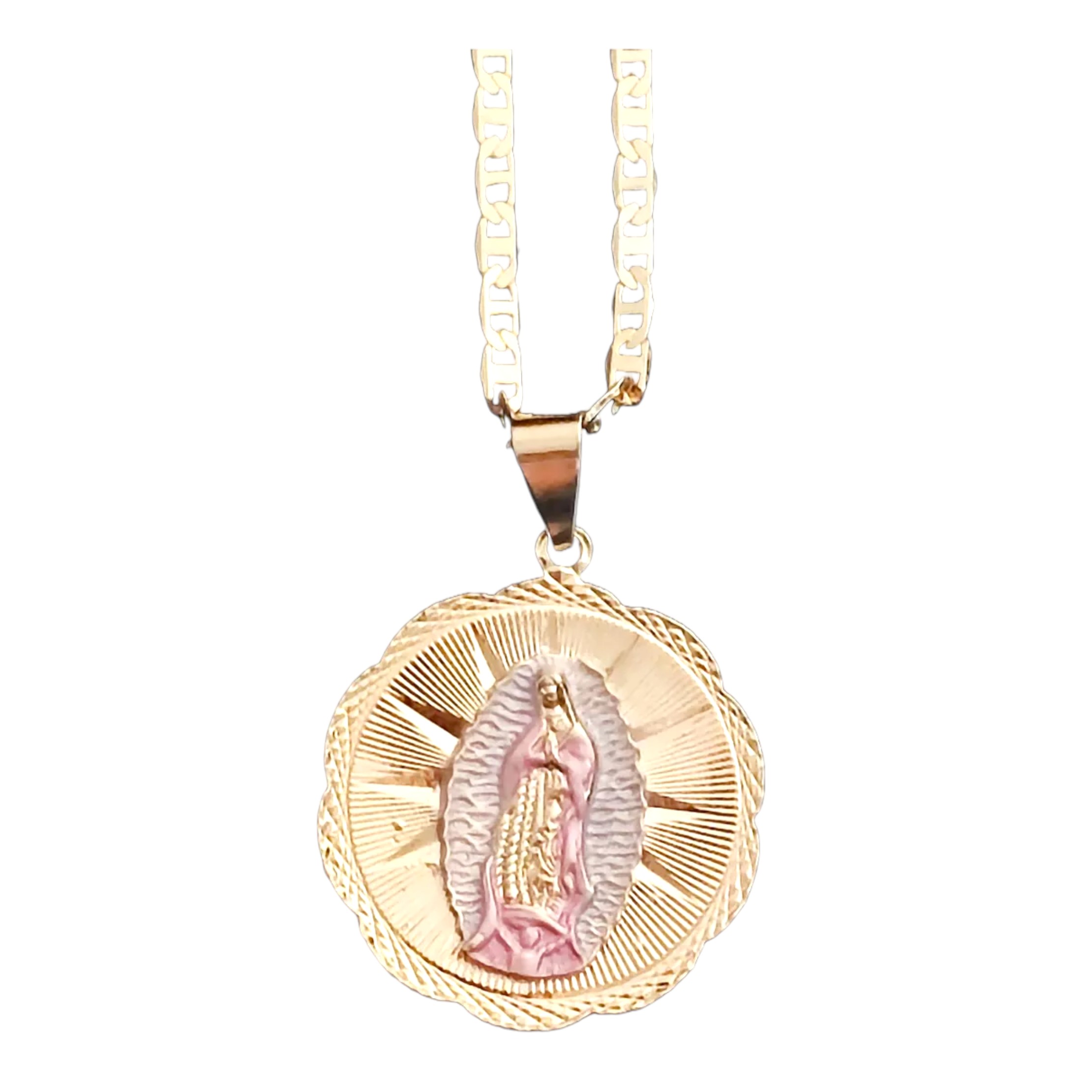 Virgen De Guadalupe Collar,regalo Mamá,oro Laminado 18k,dije Virgen Maria, cadena
