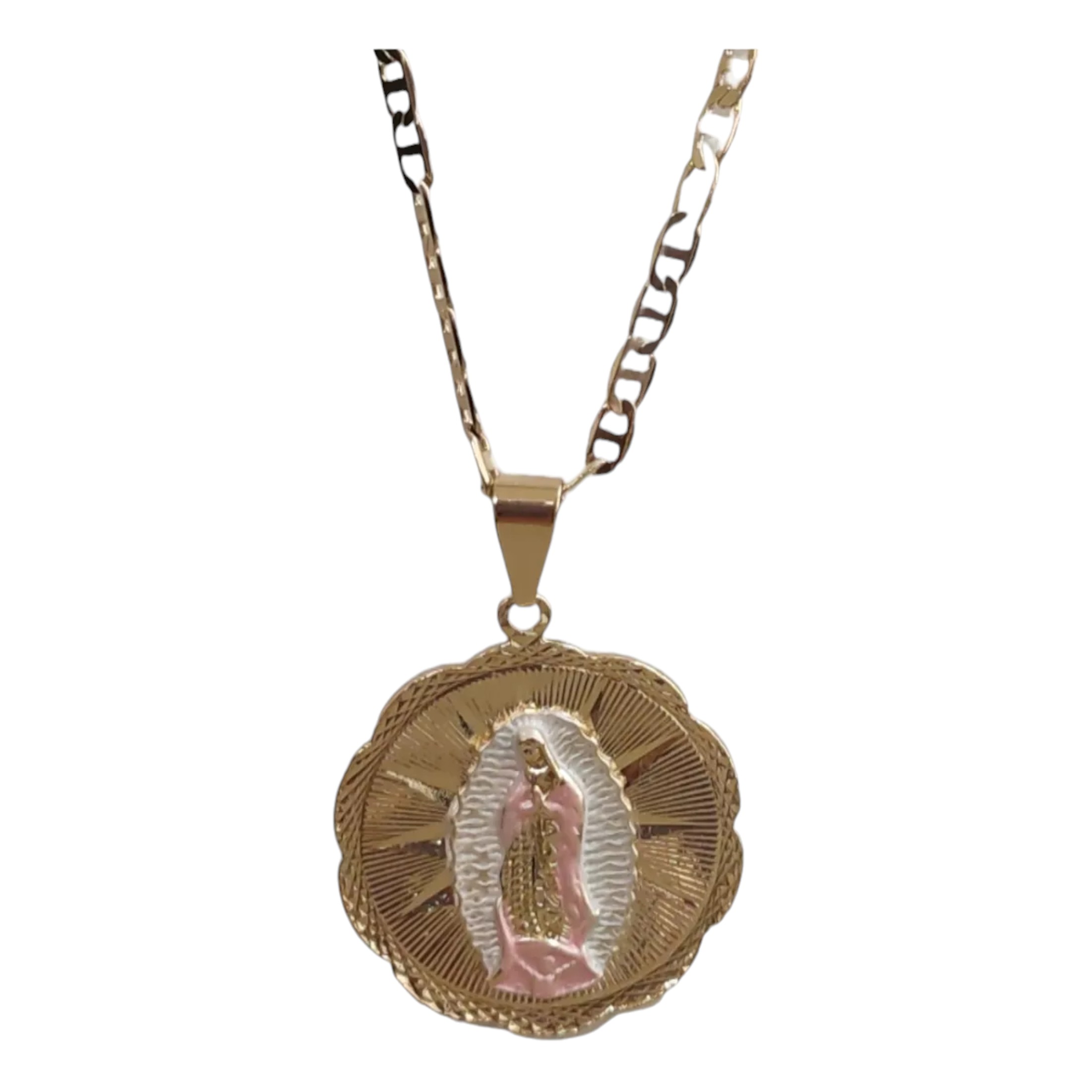 Virgen De Guadalupe Collar,regalo Mamá,oro Laminado 18k,dije Virgen Maria, cadena