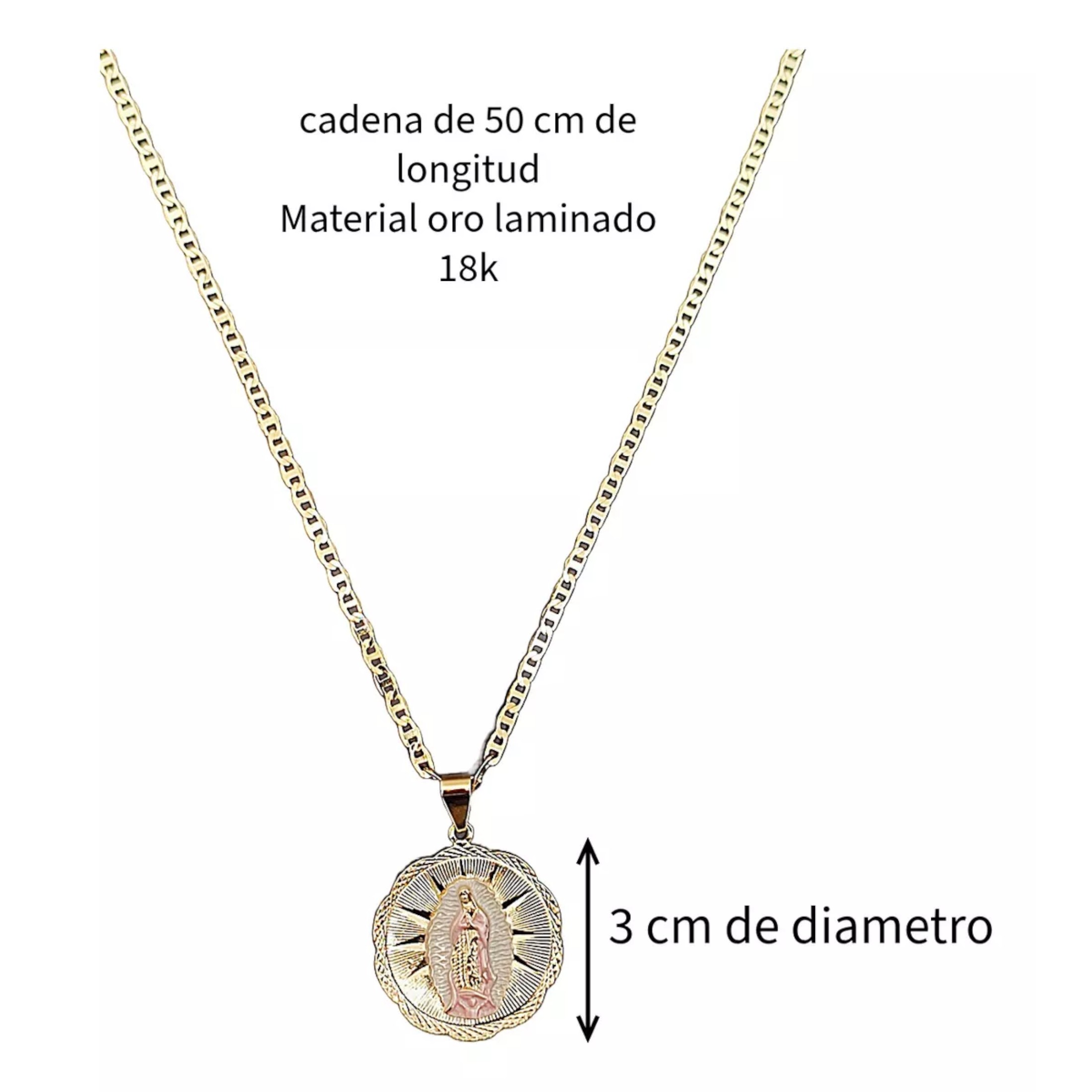 Virgen De Guadalupe Collar,regalo Mamá,oro Laminado 18k,dije Virgen Maria, cadena