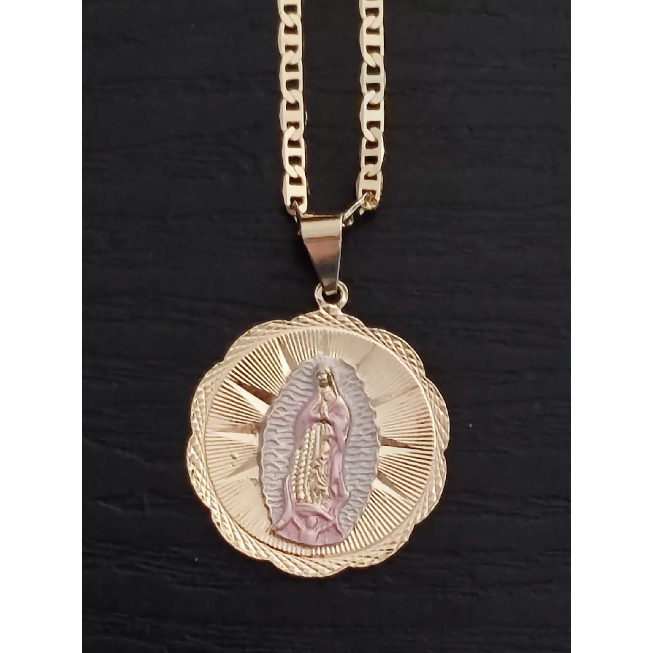 Virgen De Guadalupe Collar,regalo Mamá,oro Laminado 18k,dije Virgen Maria, cadena