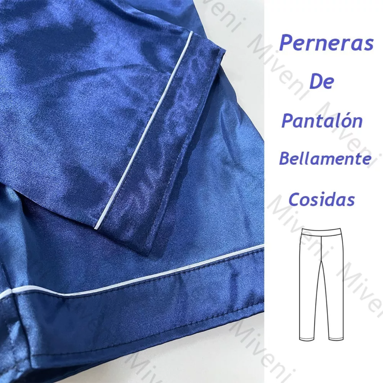Pijama De Mujer Pantalones De Pijama Miveni De Seda 2 Piezas