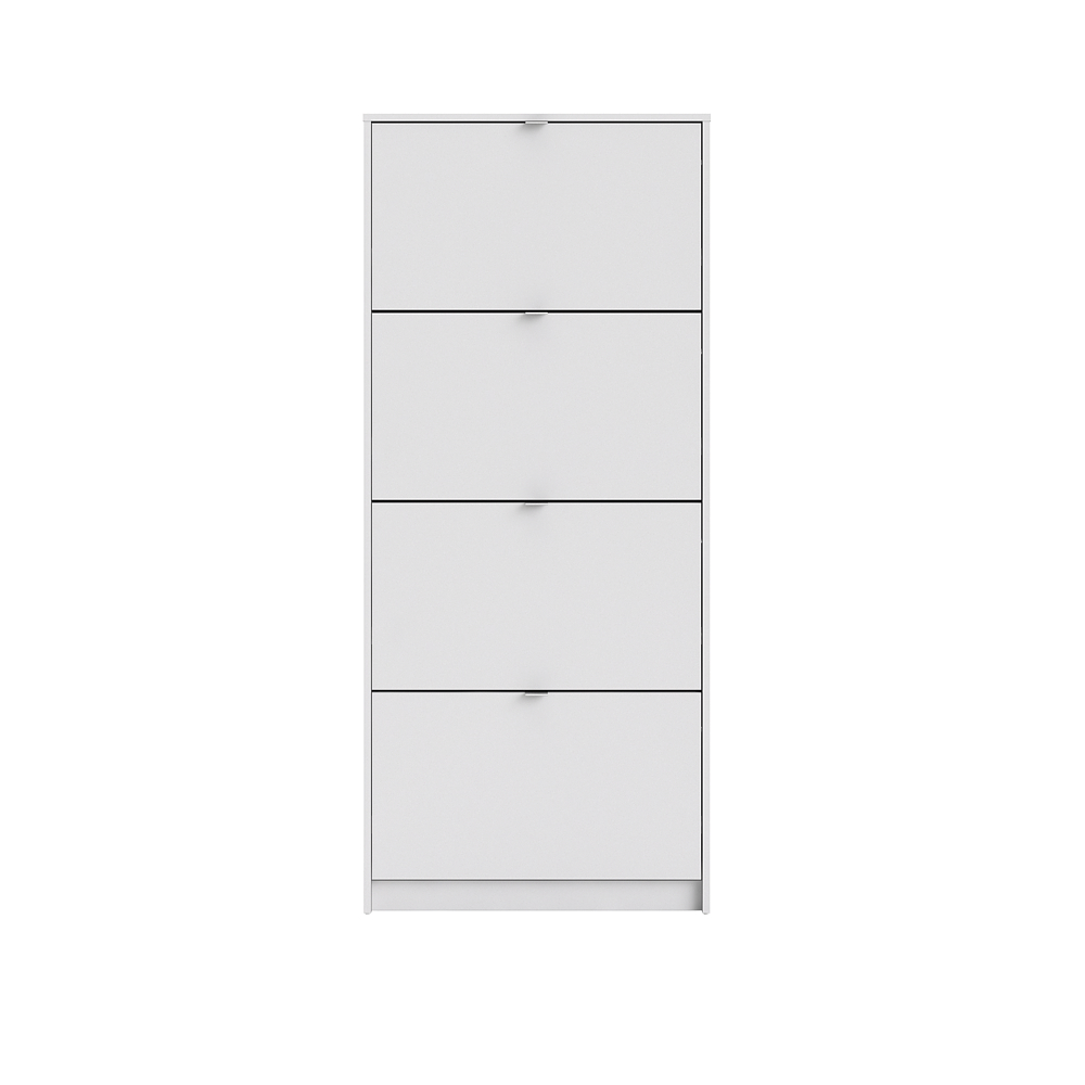 Zapatera Blanca con 4 Compartimentos Plegables. Estructura de Madera Industrial