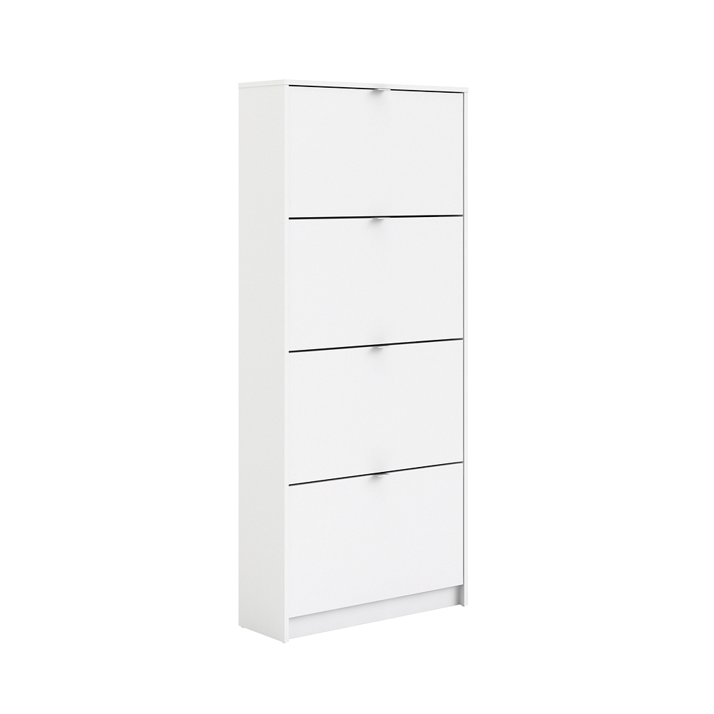 Zapatera Blanca con 4 Compartimentos Plegables. Estructura de Madera Industrial