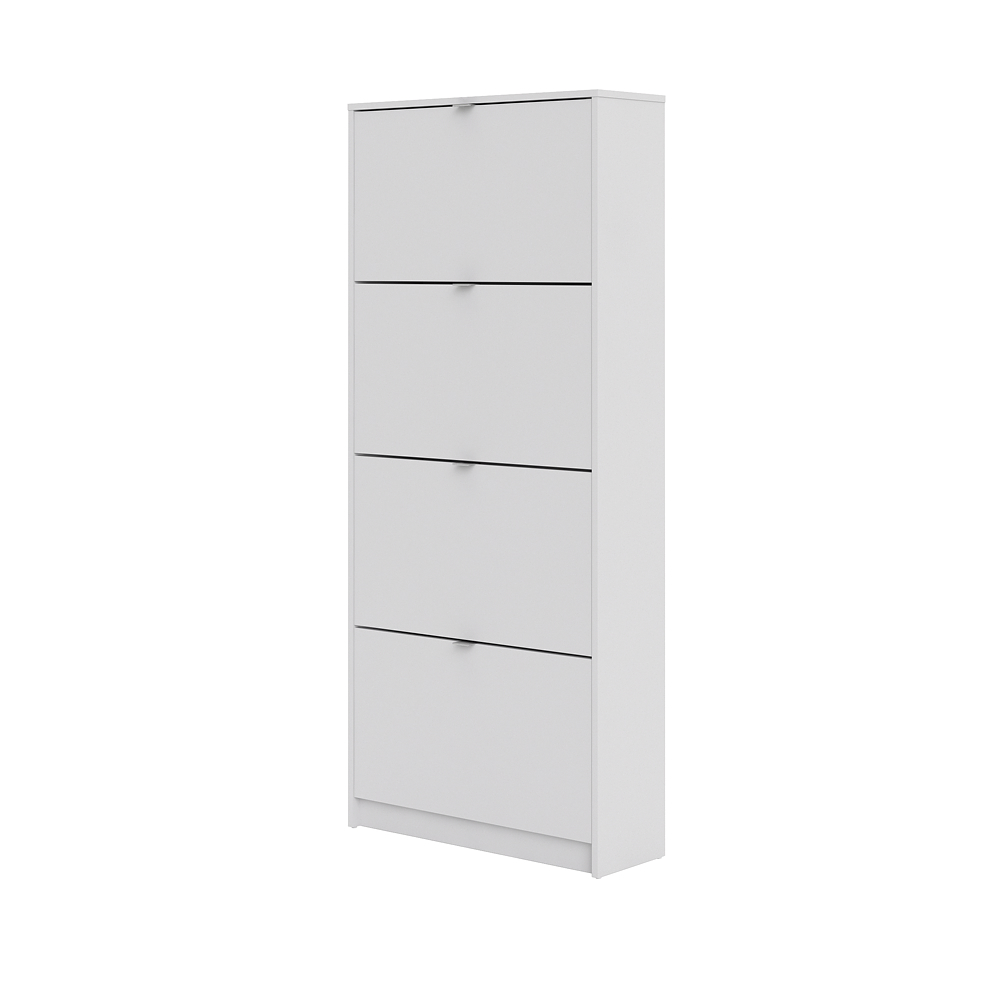 Zapatera Blanca con 4 Compartimentos Plegables. Estructura de Madera Industrial