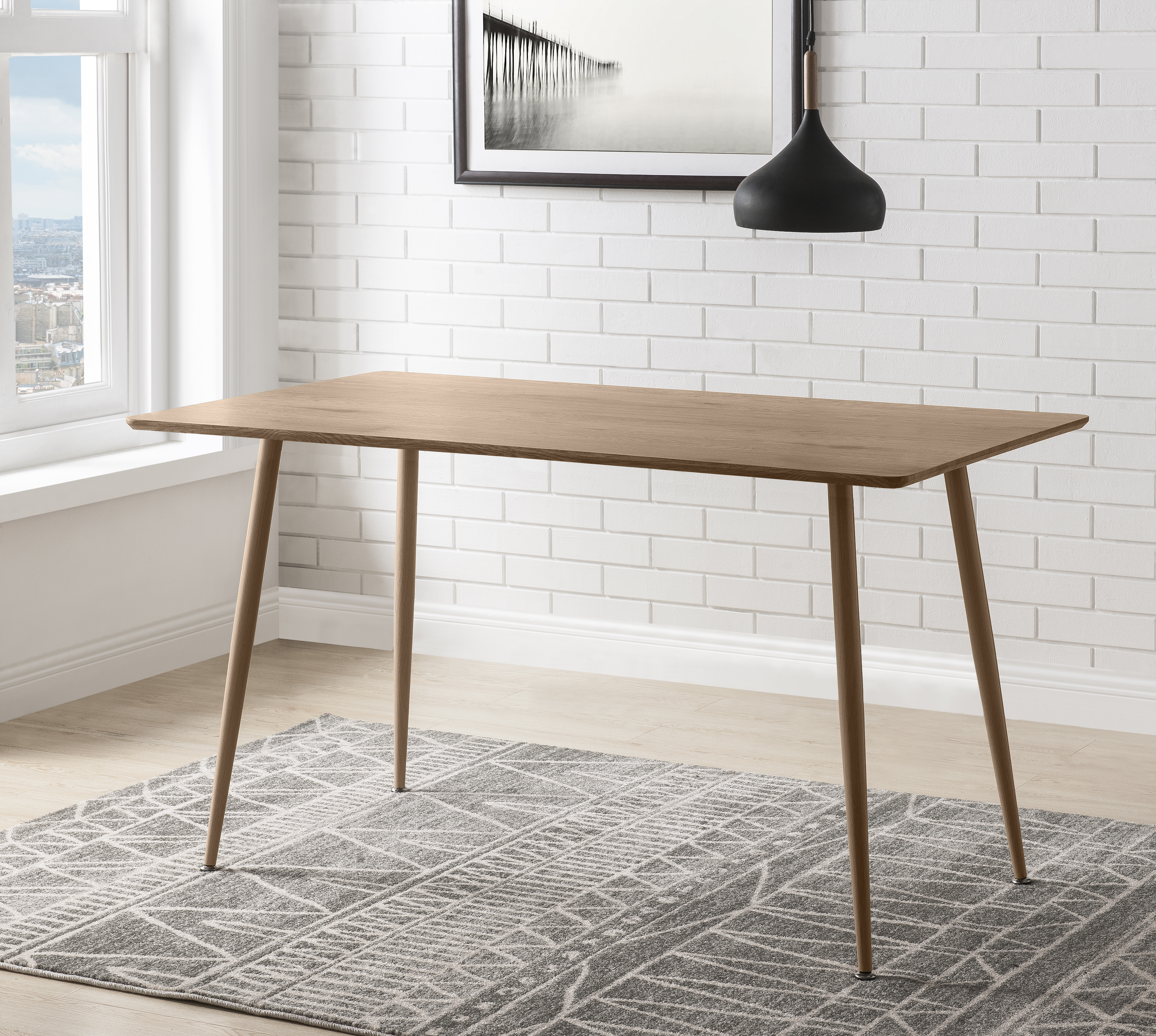 Mesa Rectangular de Madera MDF para Comedor con Patas de Metal 120cm (Ancho)* 70cm (Profundo)