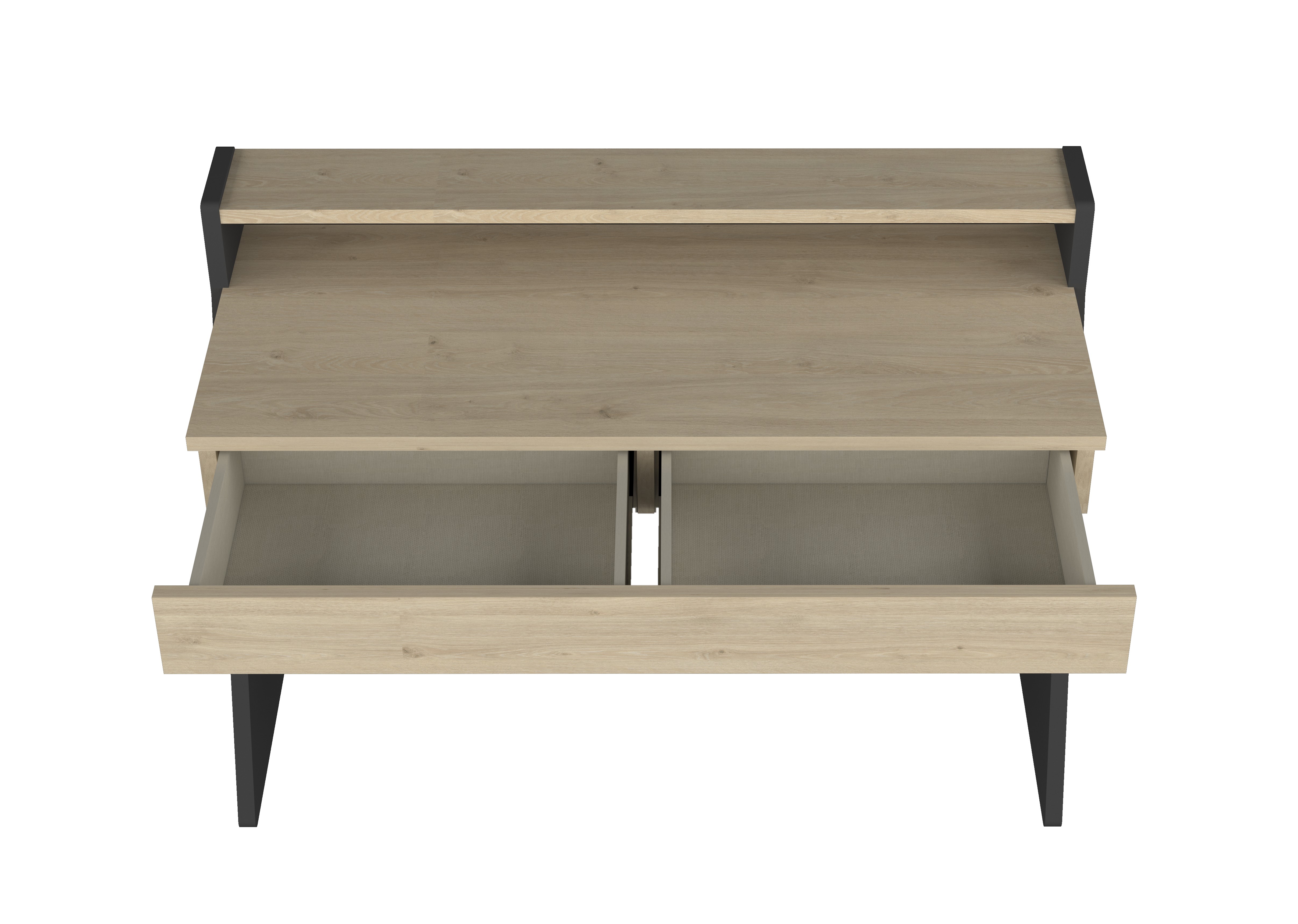 Escritorio Rectangular Gris y Madera con 1 Cajón y 1 Repisa. Estructura de Madera Procesada
