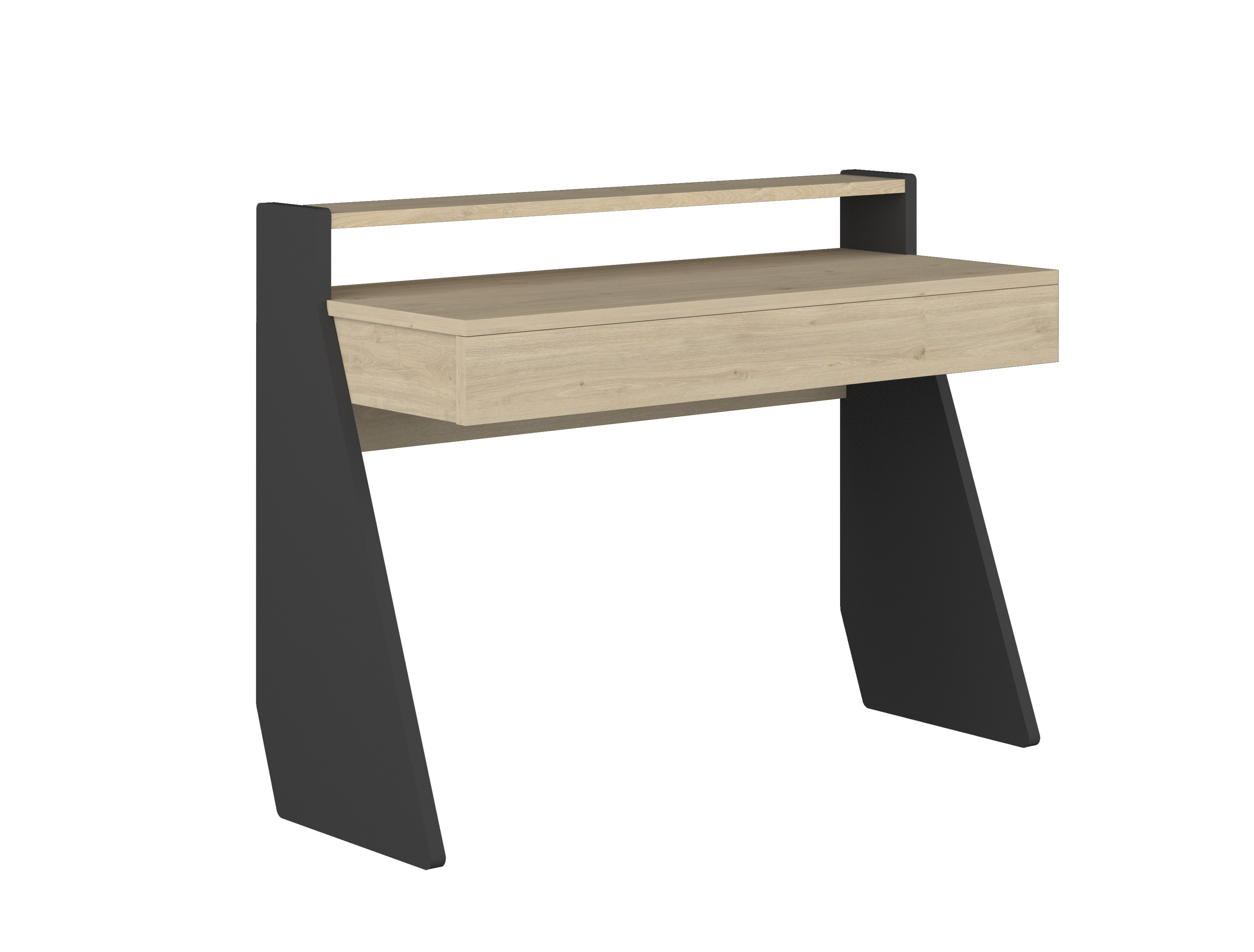 Escritorio Rectangular Gris y Madera con 1 Cajón y 1 Repisa. Estructura de Madera Procesada