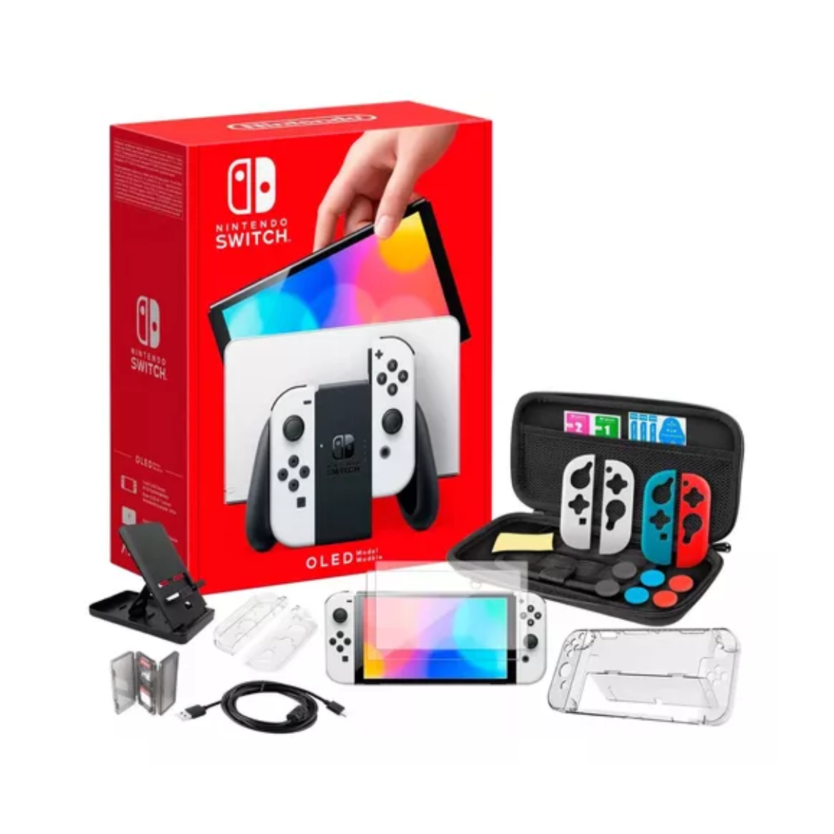 Nintendo Switch Oled 64gb Blanco Más Kit Accesorios 22 En 1