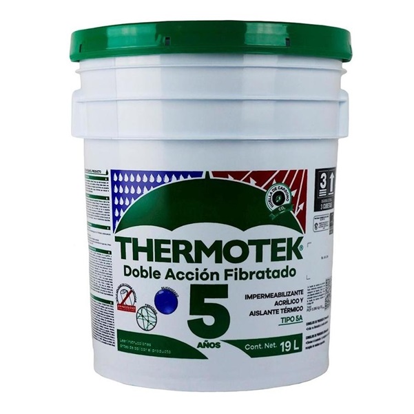impermeabilizante thermoteck 5 años blanco doble accion fibrato