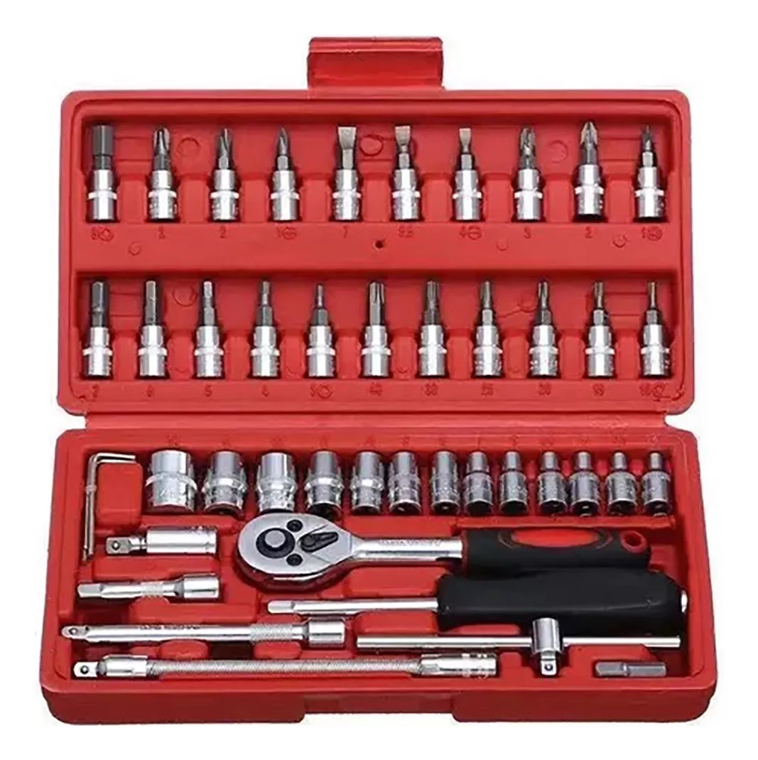 Set de herramientas 46 piezas matraca,dados,desarmador,destornillador