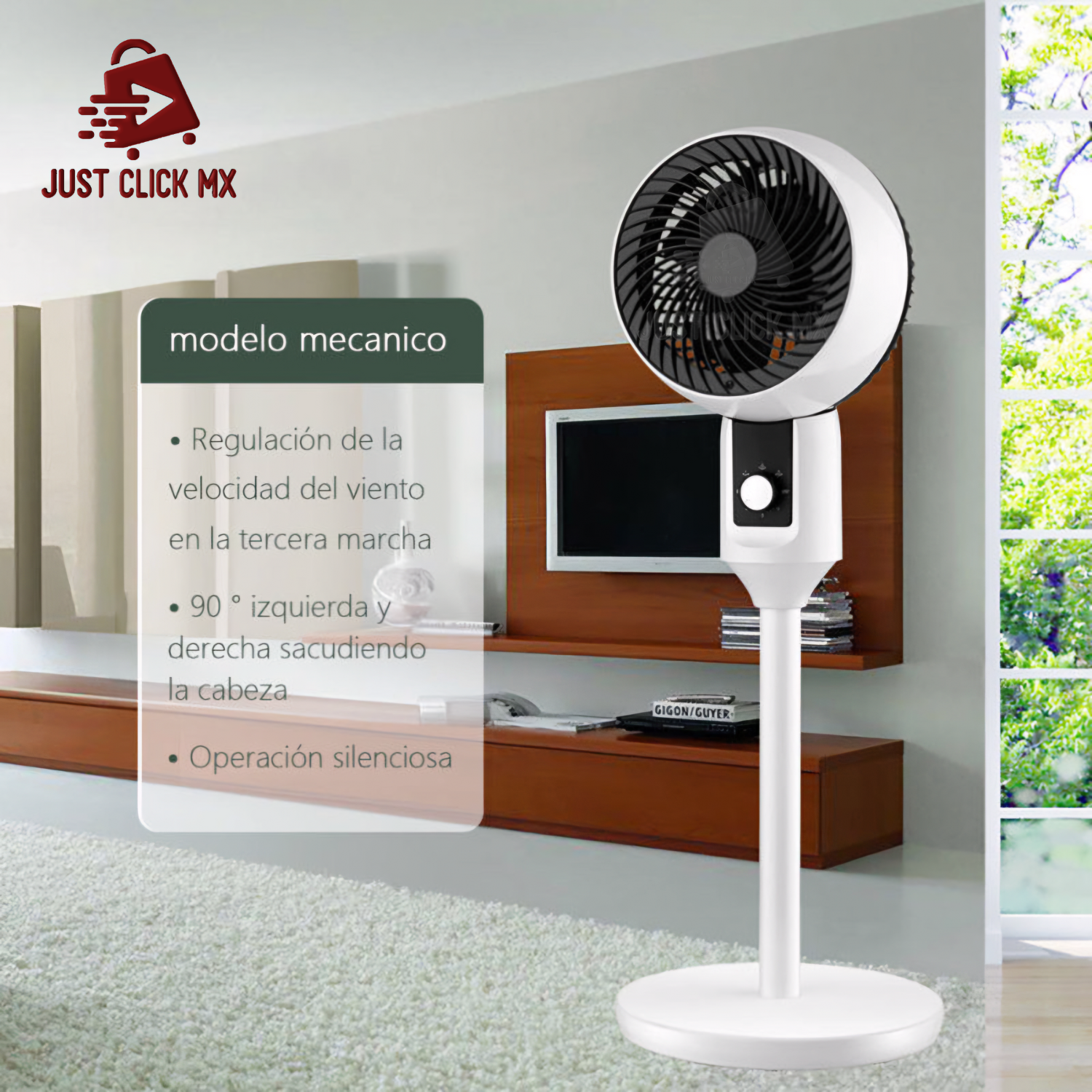 Ventilador Giratorio Altura Ajustable 3 Velocidades