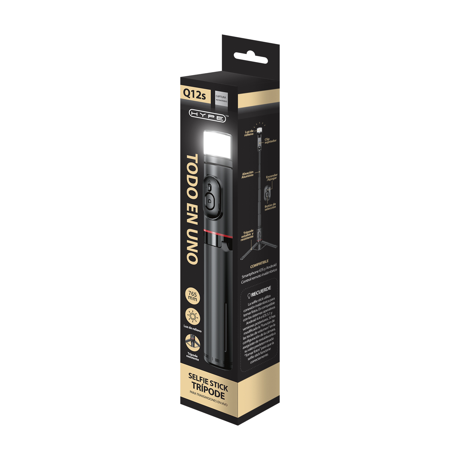 HYPE Q12S SELFIE STICK NEGRO