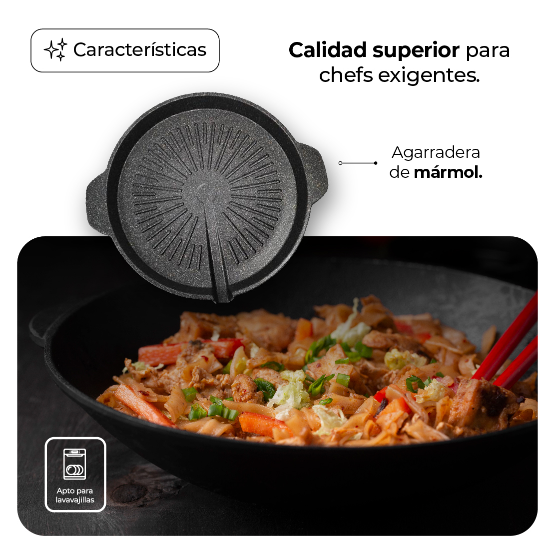 Comal Redondo Con Salida 33cm Queen Sense Mármol