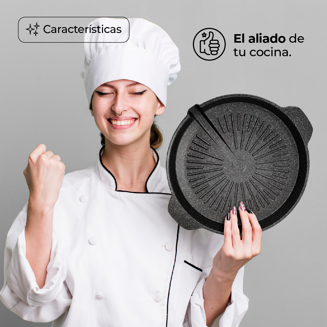 Comal Redondo Con Salida 33cm Queen Sense Mármol