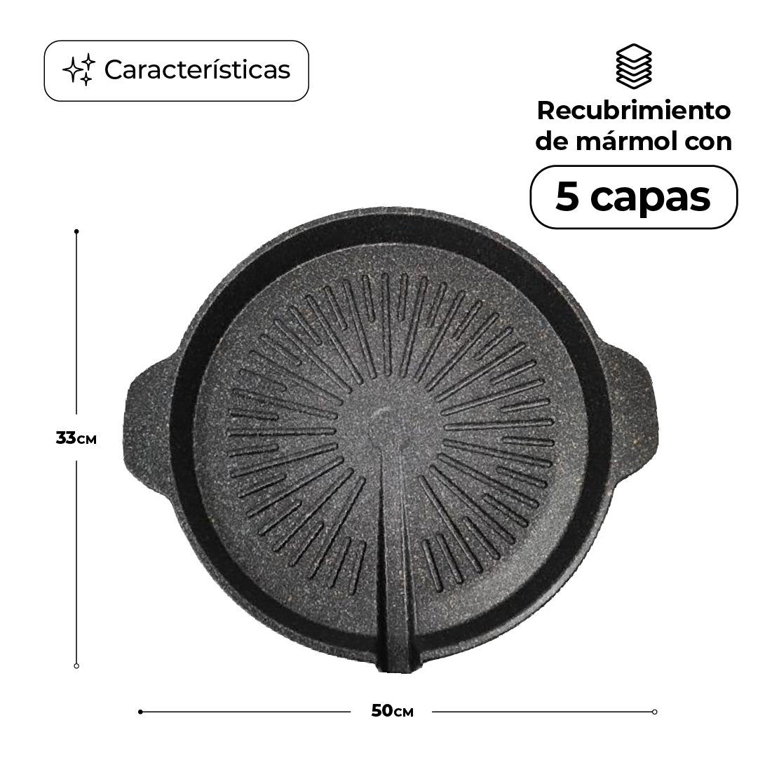 Comal Redondo Con Salida 33cm Queen Sense Mármol