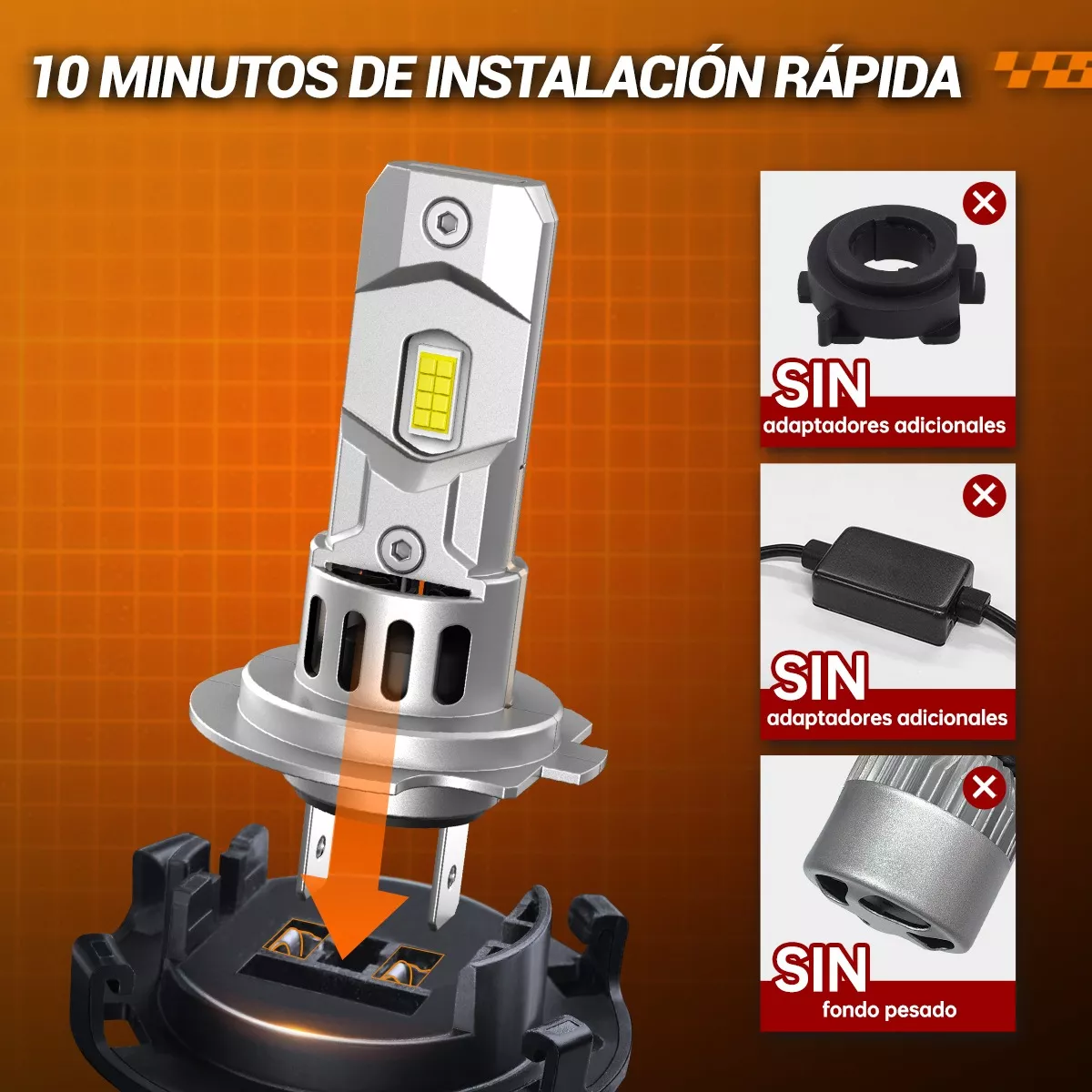 H7 Led Kit Focos Led Para Auto 18000lm 6500k Blanca X3s