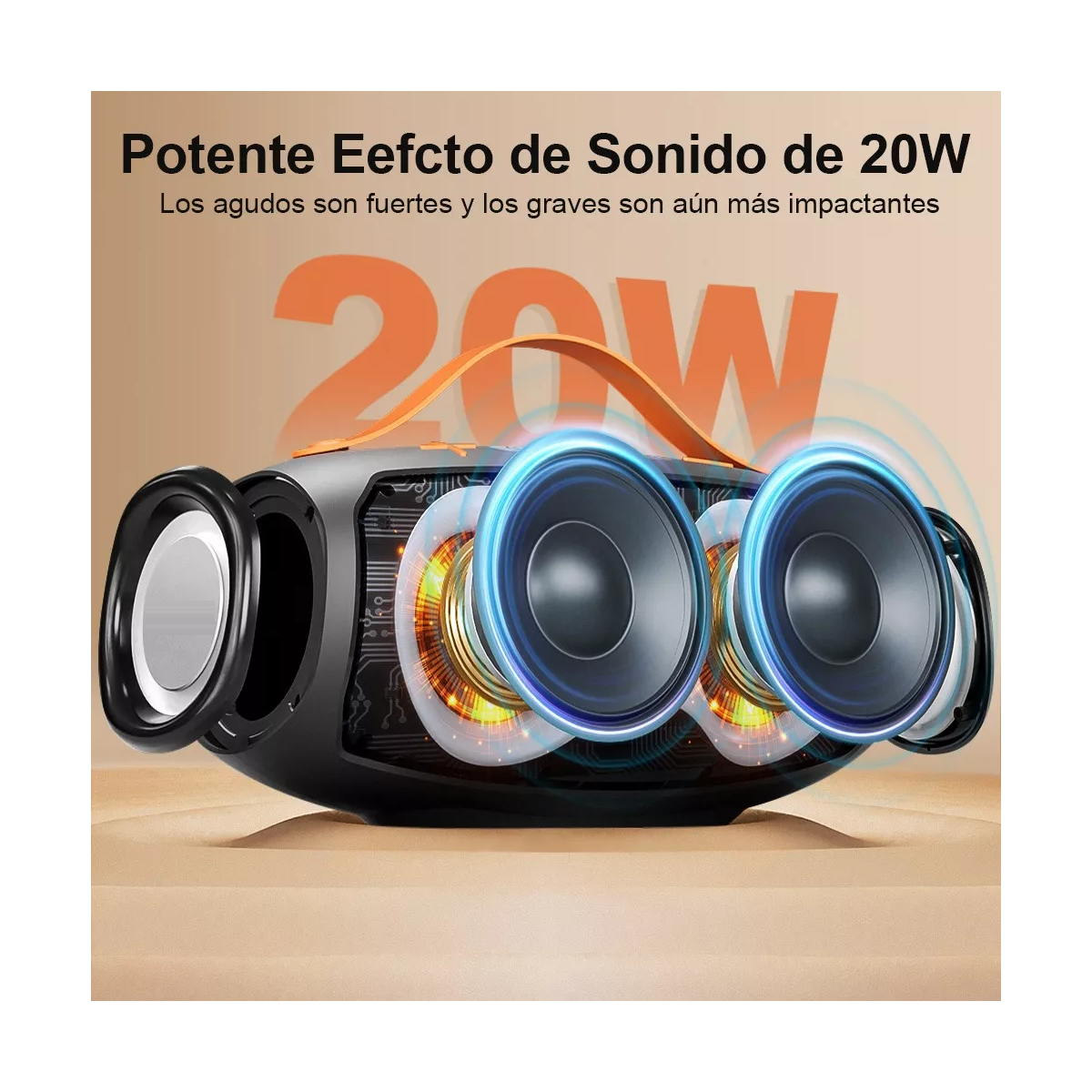 Bocina Inalámbrico Bluetooth Portátil Airamp Subwoofer Rgb