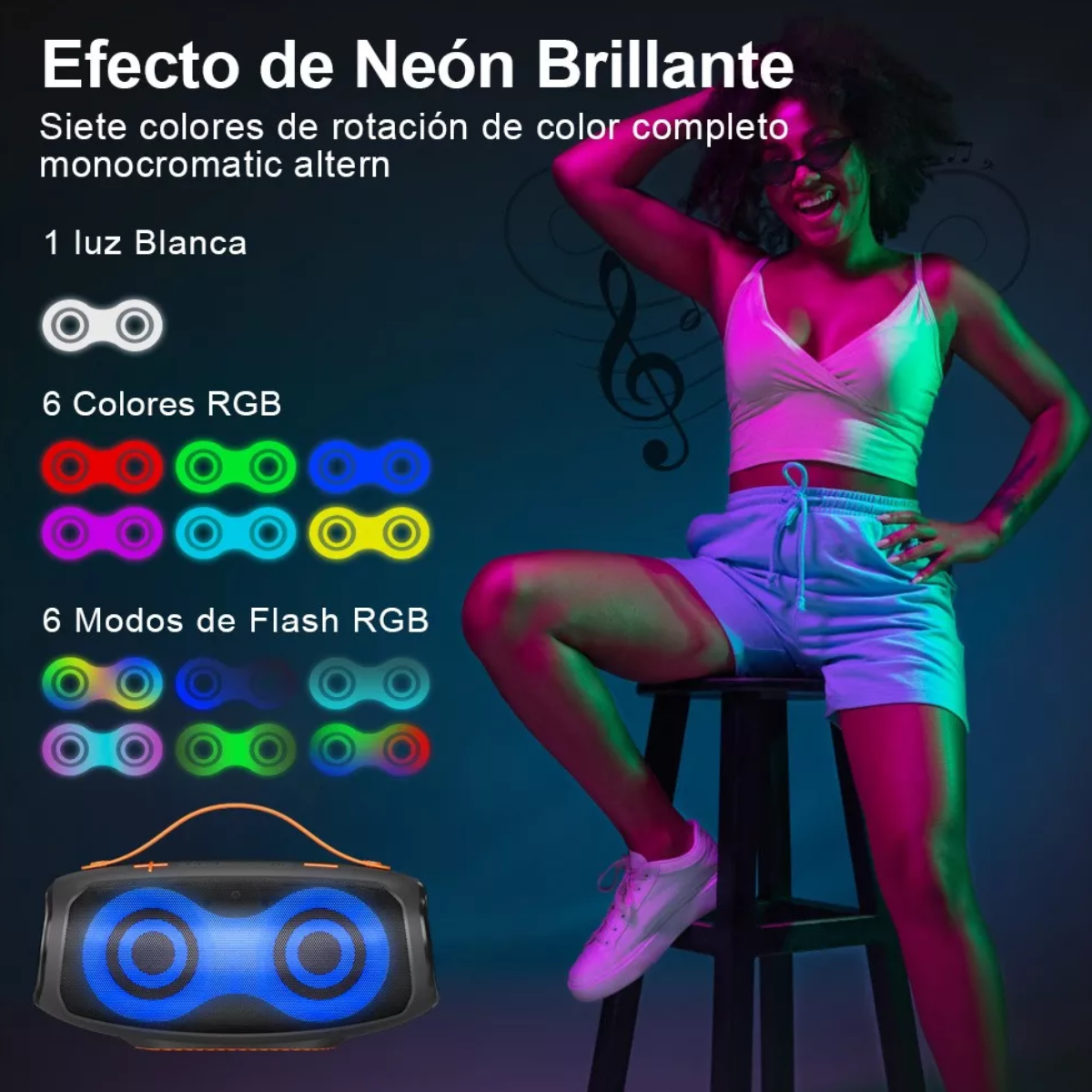Bocina Inalámbrico Bluetooth Portátil Airamp Subwoofer Rgb