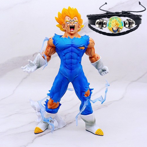 Figura Majin Vegeta Dragon Ball Z 27cm+ 2 Cabeza Y Brazalete AZUL