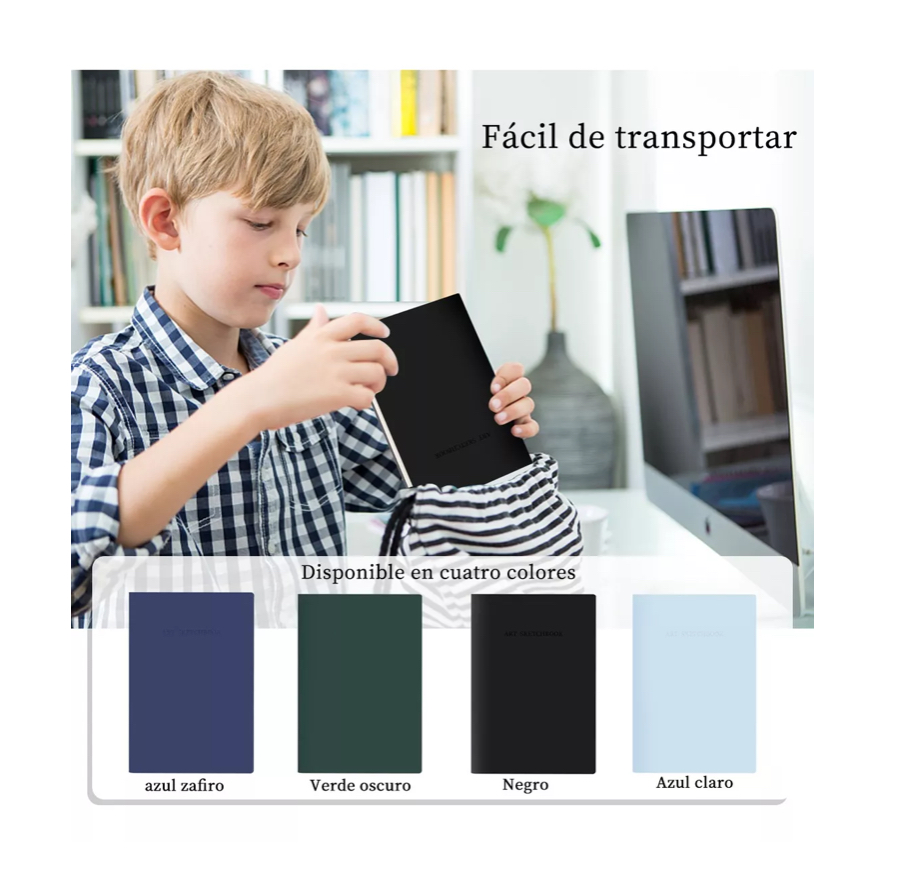 4pcs Cuaderno A5 Libreta Boceto Dibujo Art Book Sketch Book Negro