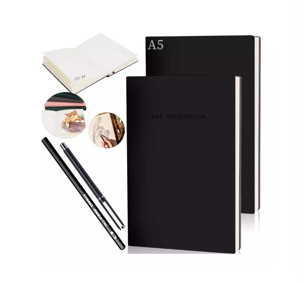 4pcs Cuaderno A5 Libreta Boceto Dibujo Art Book Sketch Book Negro