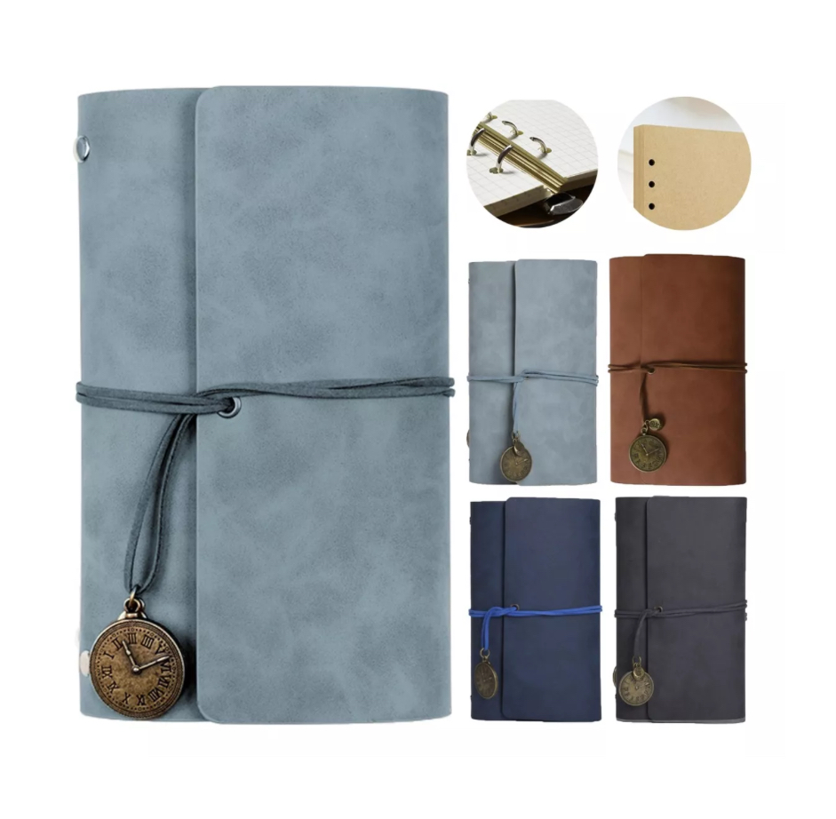 Libreta Vintage, Cuaderno De Bolsillo Azul Gris