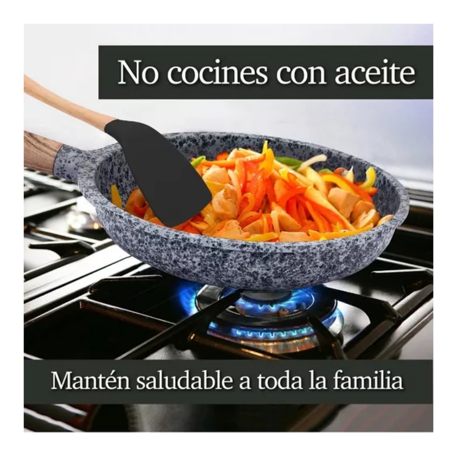 Sarten 20 Cm Aluminio Fundido y recubrimiento de Piedra Volcánica Cocina Sin Grasa Crown Baccara