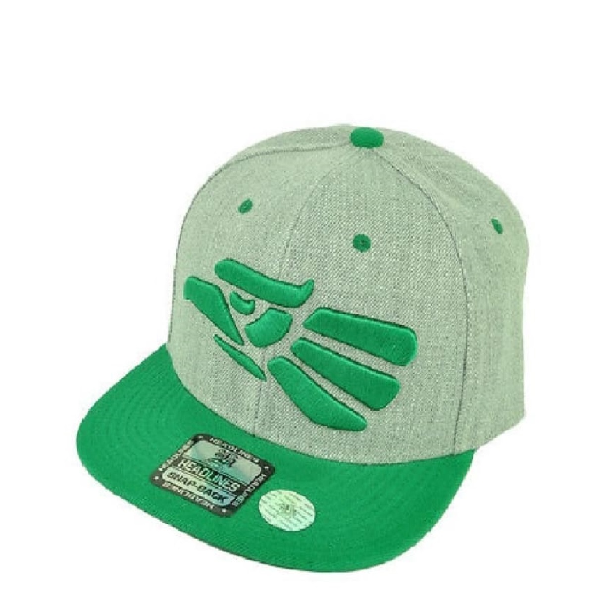 Gorra Logo Hecho en Mexico Aguila Azteca Verde Gris Beisbol